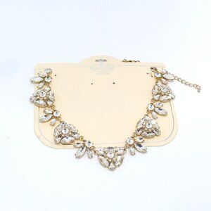 NWT Catherine Stein Clear Stone Gold-tone Statement Necklace